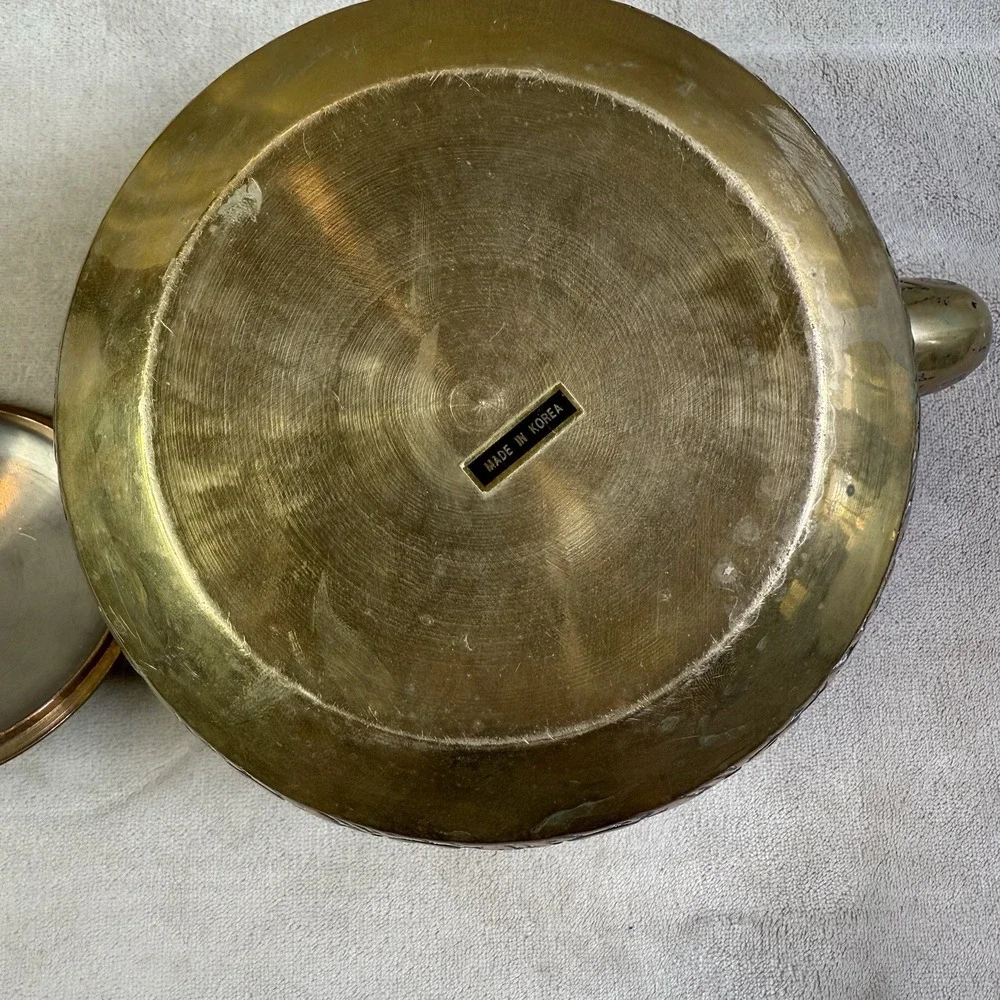 Old Brass Lidded Metal Teapot, Kettle, Coffee Pot - Made In Korea‎